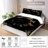 3-Piece Set Of Golden Butterfly Printed Down Duvet Covers (1 Down Duvet Cover+2 Pillowcases No Core) Soft Bedding Set