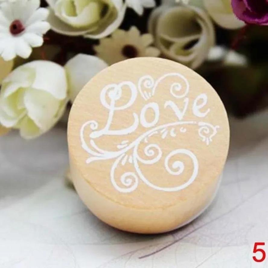 1 Stück Kreativer Retro Runder Holzstempel Beliebter Handschrift Wunsch Sentiment Holz Gummi Runder Stempel Floral Wort Wählen