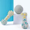 Squeaky Dog Toy Rubber Textured Barbell Bone Ball Dog Chew Toy Teeth Cleaning Toy for Aggressive Chewers Interactive Fetch Play