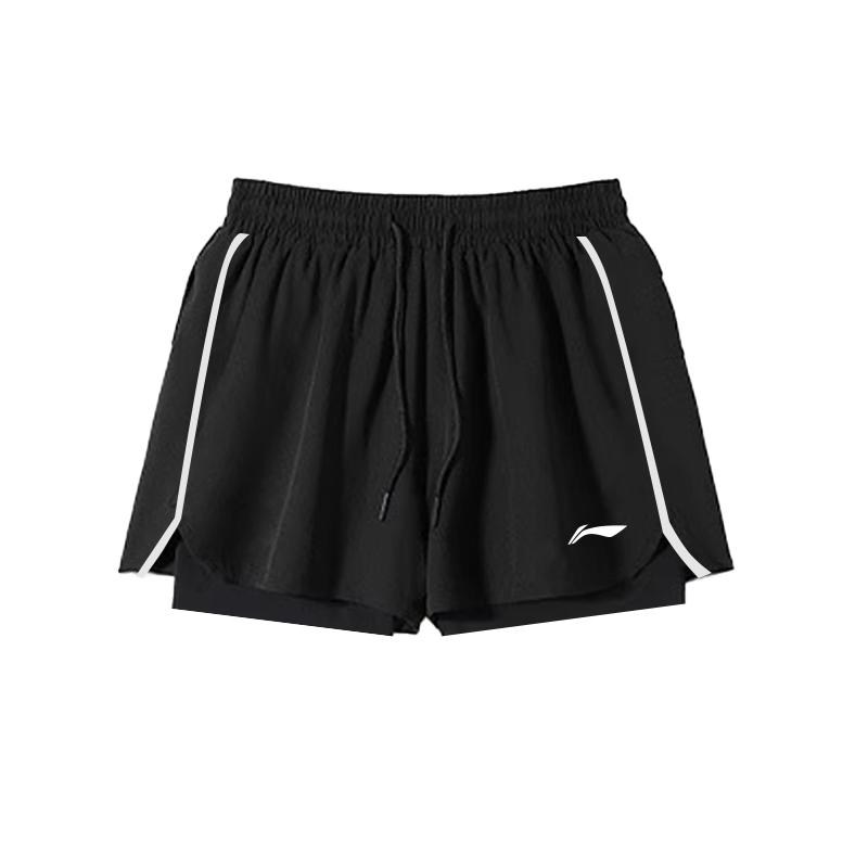 

Li-Ning Quick-Drying Breathable Cool Ice Silk Comfortable Anti-Exposure Double-Layer Reflective Stripes Sports Shorts Women shorts DACH211-2 3XL