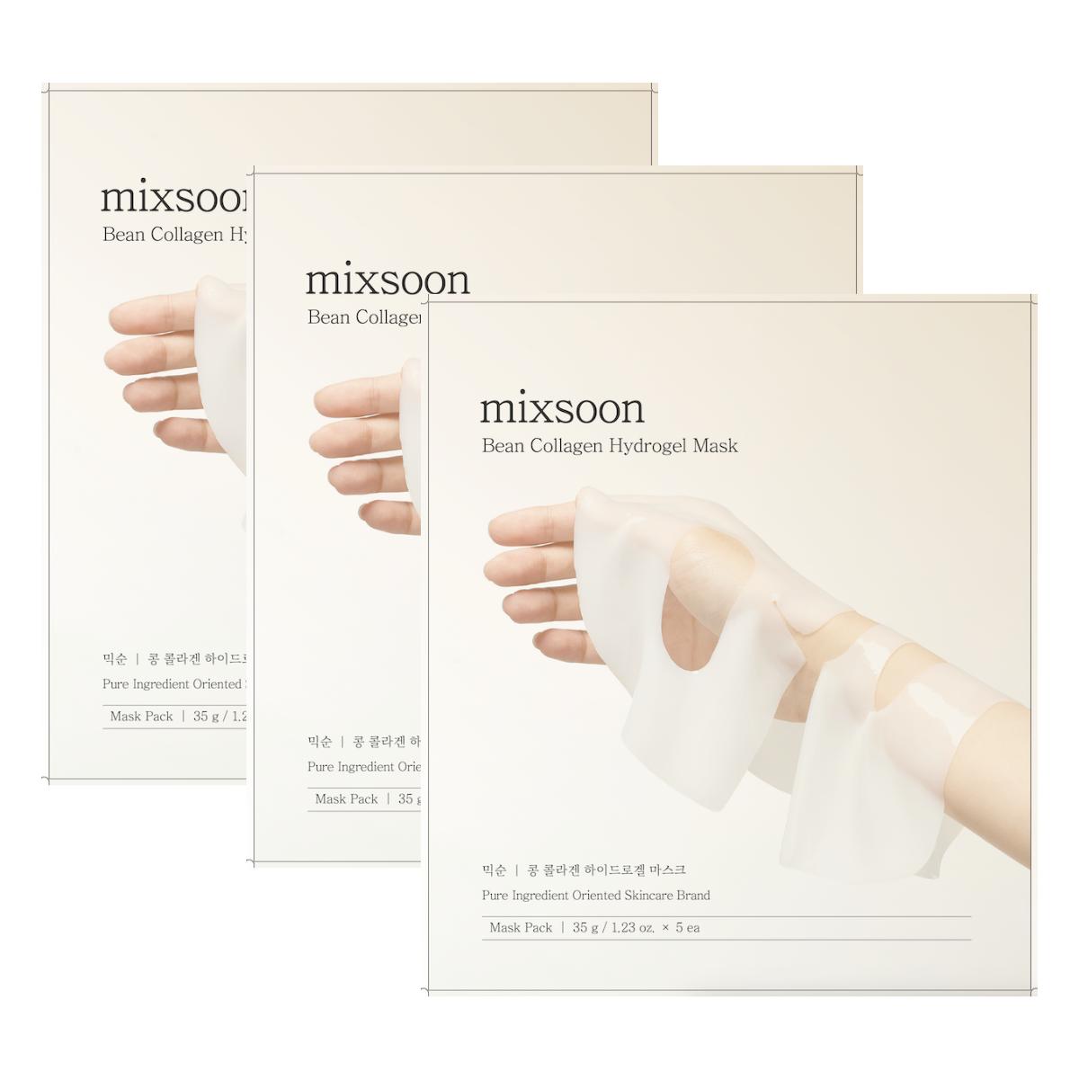 mixsoon Bean Collagen Hydrogel Mask Soothing Glow Facial Sheet 35g 5 Sheets (Set of 3)