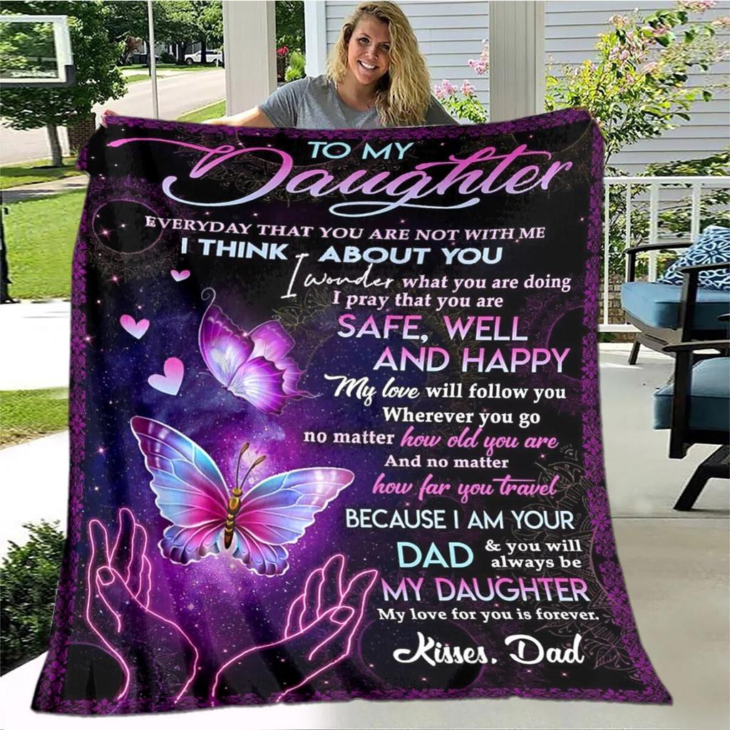 Personalized Blanket Dad Mom To Daughter Blanket  Lion Wolf Tiger Blanket  Sofa Bed Blanket From Family
