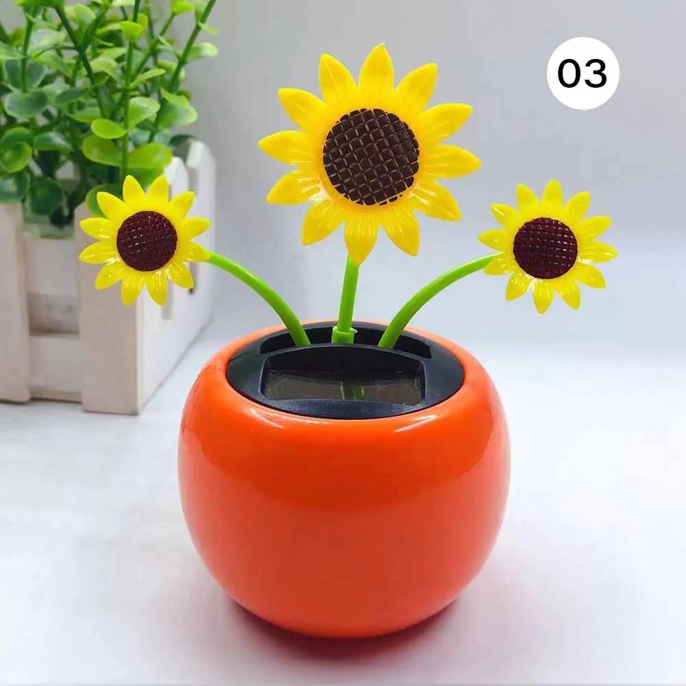 Cactus Auto-swinging Solar Sun Flower Plant Jewelry Car Interiors Ornaments Dancing Doll Figurines Miniature Car Home Decoration