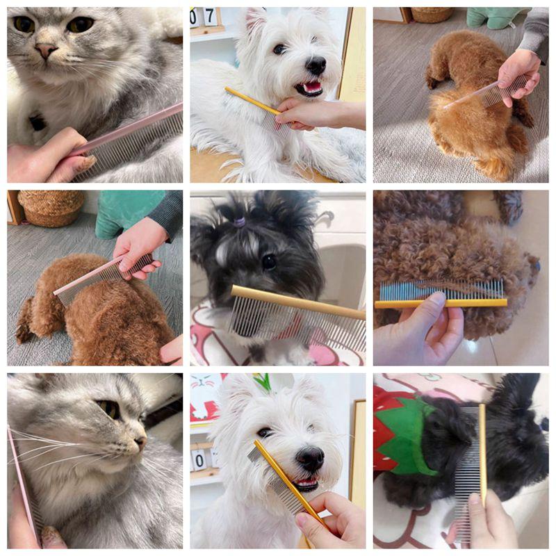 Color Aluminum Pet Comb Stainless Steel Pins Professional Dog Grooming Comb Puppy Cleaning Hair Trimmer Brush Pet Accessories