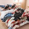 Majestic Bald Eagle American Flag Duvet Cover Set (1 Duvet Cover & 1/2 Pillowcase) Patriotic Bedding Set Soft Bedspread Decor