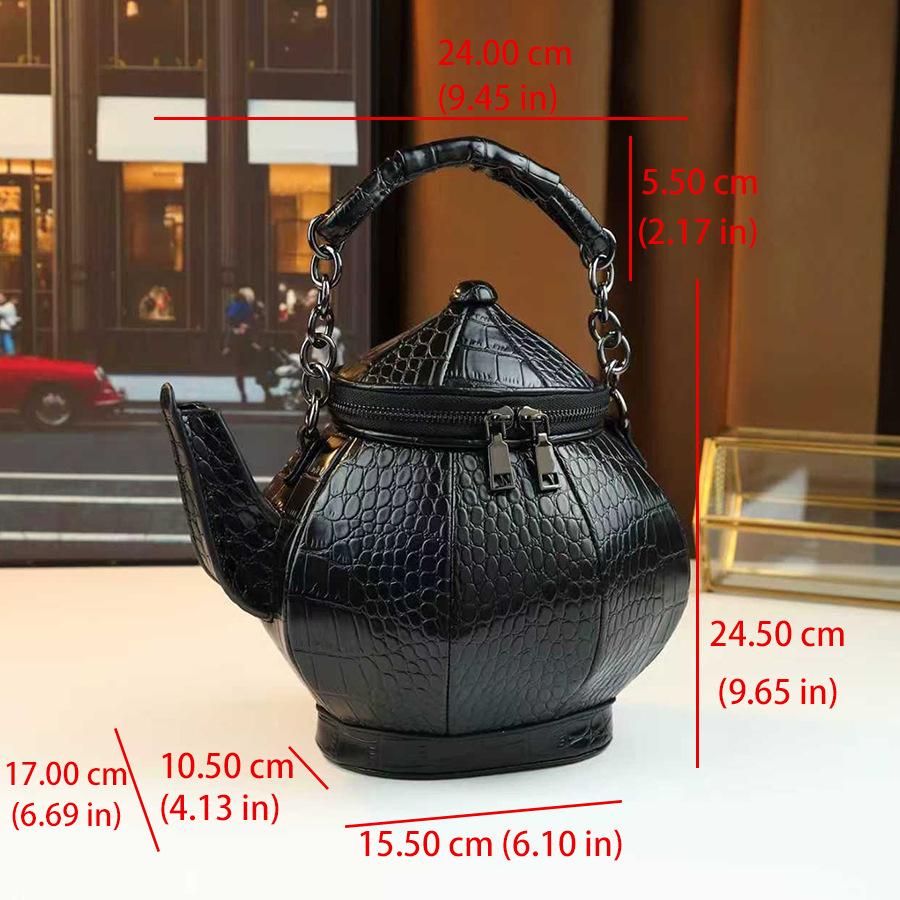 Lustiges Krokodilmuster Kreative Chinesische Stil Teekanne Weinkanne Form Damen Tasche Schulter Umhängetasche