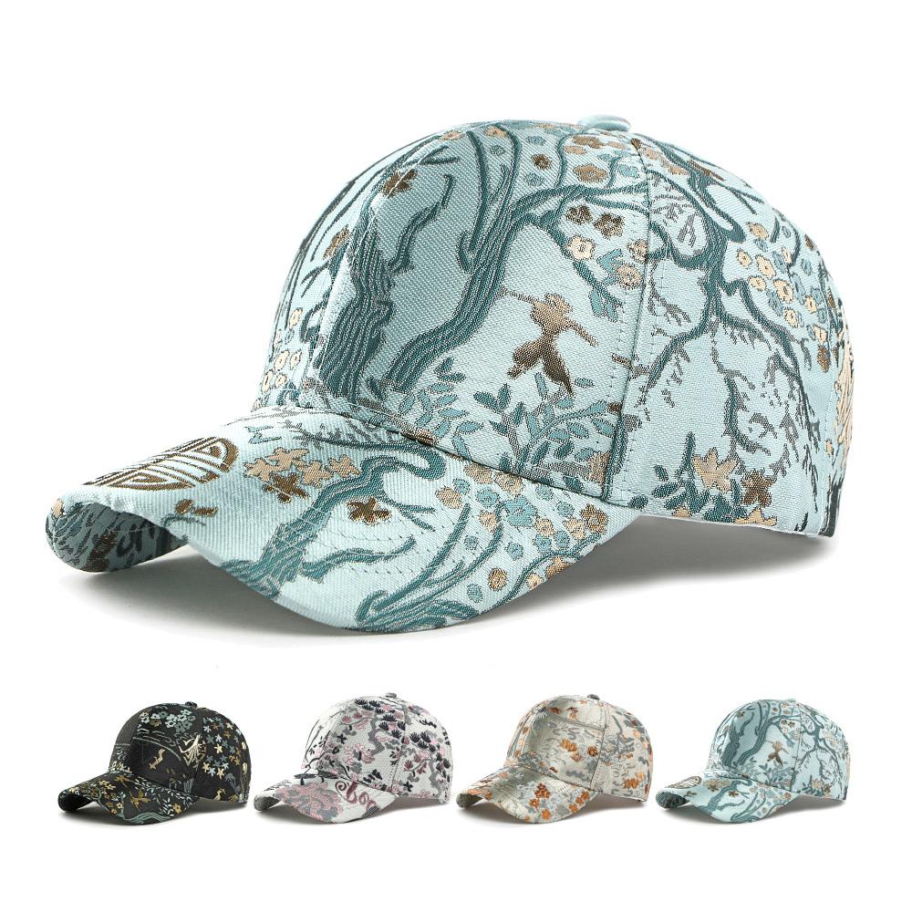 Cappellino da Baseball con Visiera Parasole e Ricami Autunno Inverno Stile Etnico da Donna