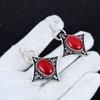 Orecchini Antichi in Pietra di Corallo Rosso Naturale Argento Sterling 925, Orecchini Pendenti Gioielli in Argento Boho, Regali Per Regali di Matrimonio Per Lei