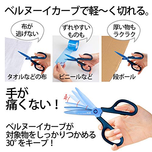 Plus Scissors Dirt and Rust Resistant Fit Cut Curve Titanium Continuous Sharpness Processing Blue SC-175ST 34-518