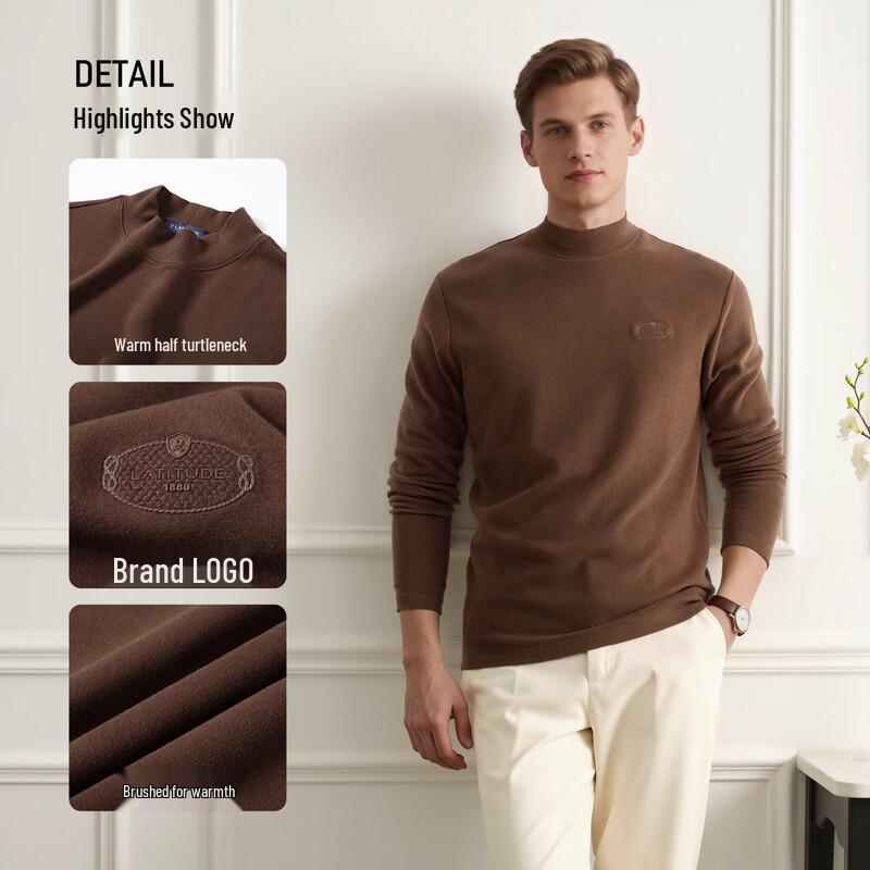 MONTAGUT Men's Long-Sleeve Half-High Collar T-Shirt