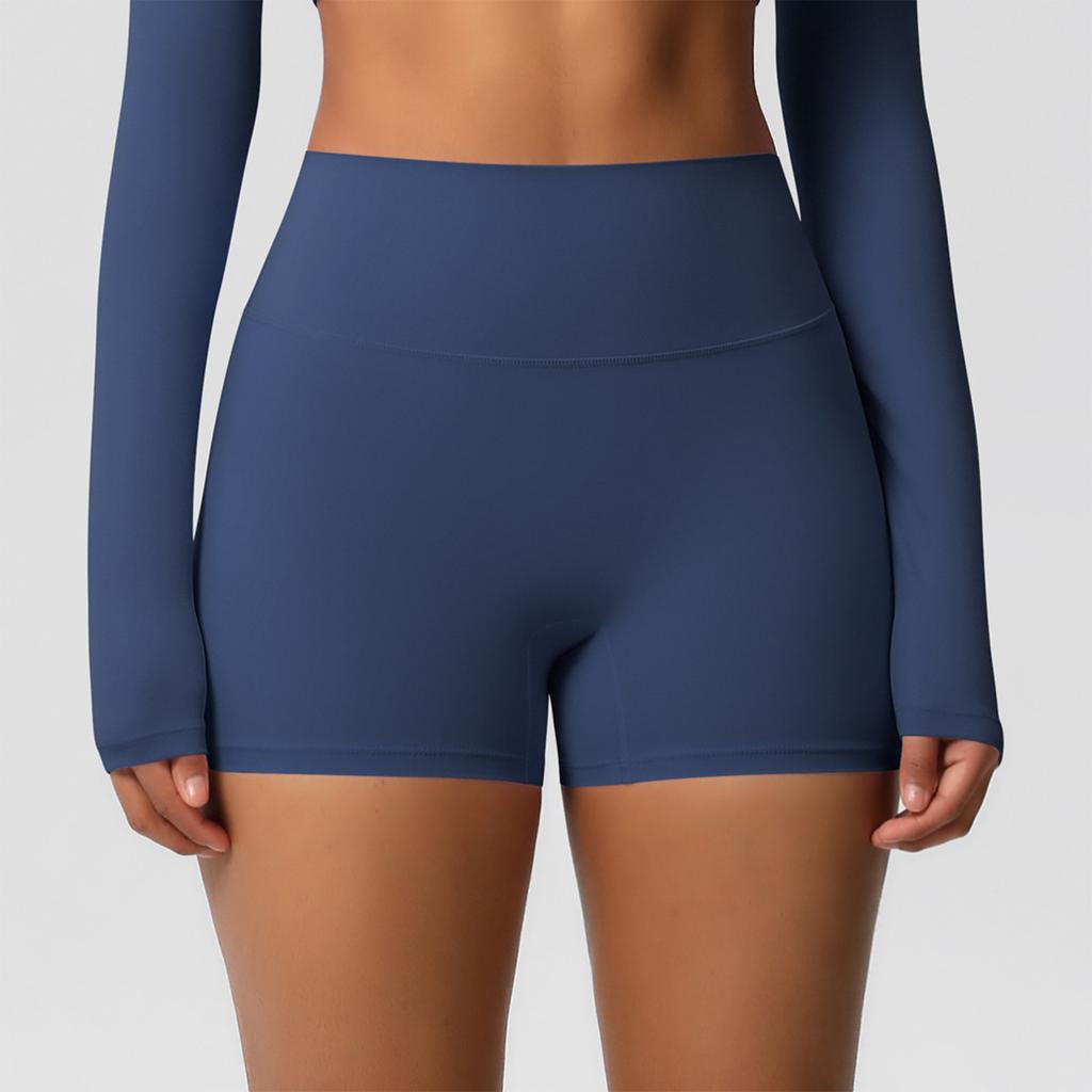 Women's Fashion Color High Waist Tight Hip Lifting Yoga Shorts Running Fitness Three Part Pants