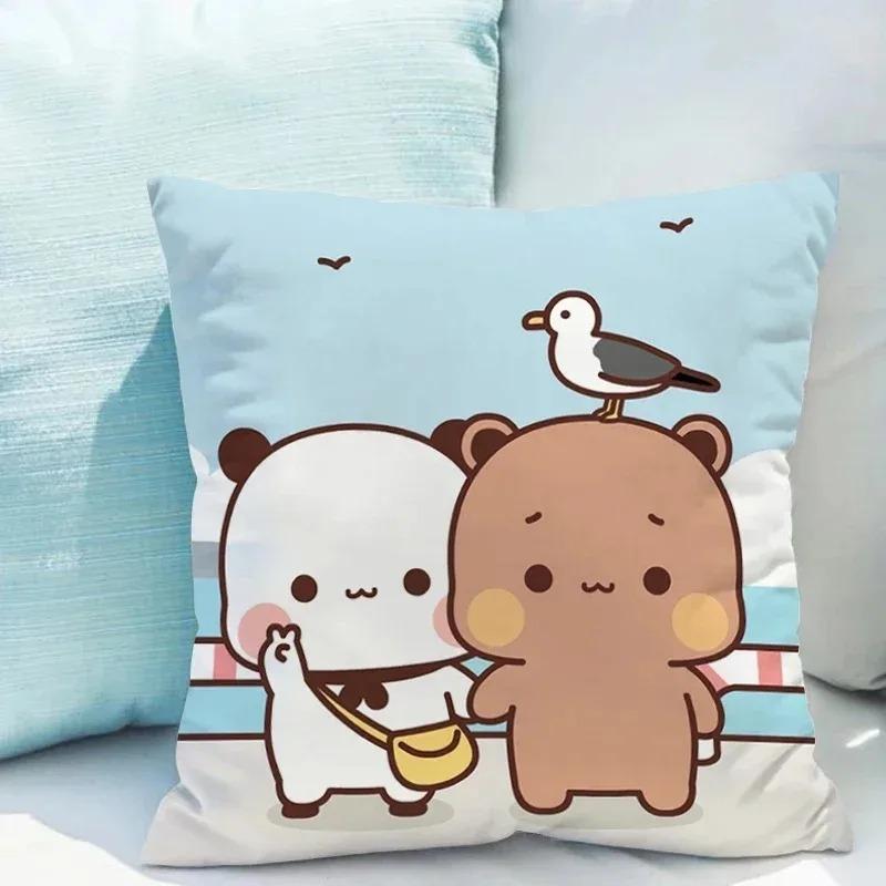 Bubu Dudu Cartoon Bear Pillow Cover 45X45Cm - Cute Kids Bedroom Decor, Soft Plush Sofa Pillow Case For Living Room