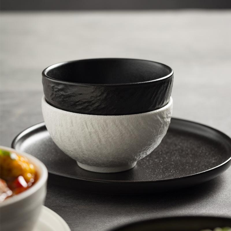 Keramikschale geprägt Felsmuster Reisschale Neue Unterglasurfarbe Suppen-Nudelschale Dessert Haferflocken Kleine Schale für den Heimgebrauch