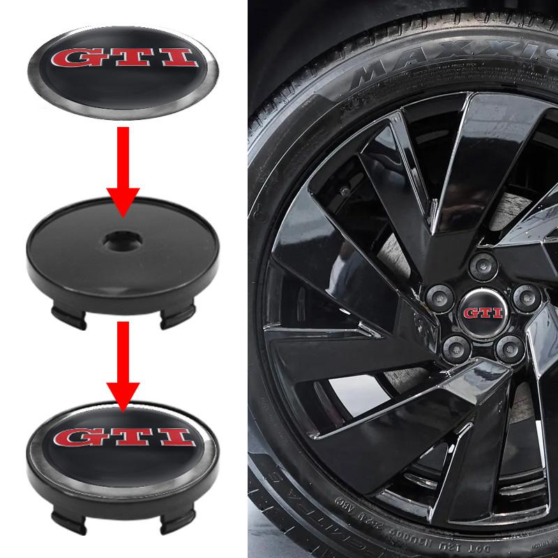 VW 4Pcs 60mm Car Wheel Center Hub Tyre Caps 56mm Rim Cover Sticker Badge Emblem For VW Passat CC Lamando Touran Touareg Tiguan Golf