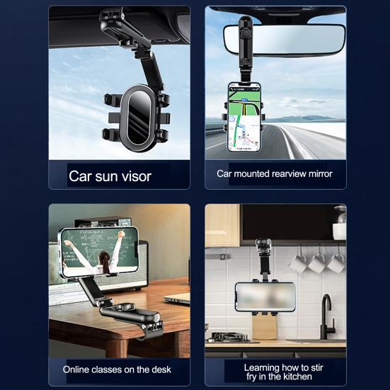 Car Sun Visor Phone Holder Mount 1080 Rotatable Height Angle Adjustable Universal Auto Cellphone Support Bracket Car Interior Accessories