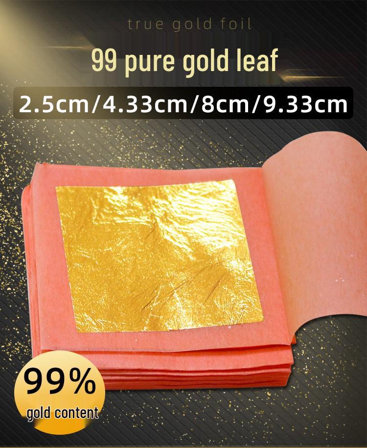 24K Gold Leaf Sheets for Decoration - 99% Pure, Ideal for Buddha Statue Gilding, Art Projects & Crafts - 10 Sheets