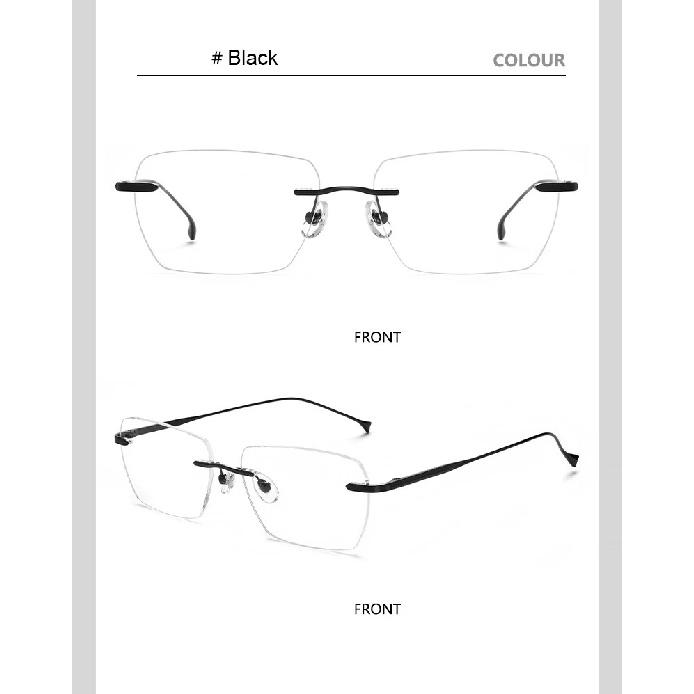 Men Pure Titanium Eyeglasses Frame Women Ultralight Rimless Glasses Blue Light Blocking Lens Prescription Myopia Reading Eyewear