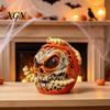 Resin Horror Tabletop Props Halloween Skull Apples Statue, Gothic Spooky Decor with Worm, Prop for Party Haunted House, Unique Gift Secret Room