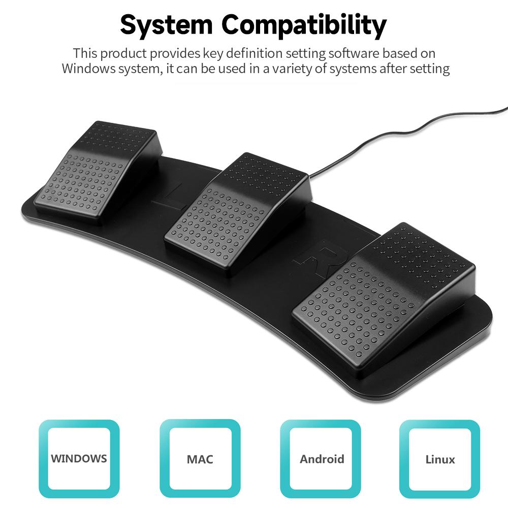FS23 PM USB Triple Foot Switch Multifunctional Customized Foot Pedal Mechanical Switch for Image Acquisition Music Game