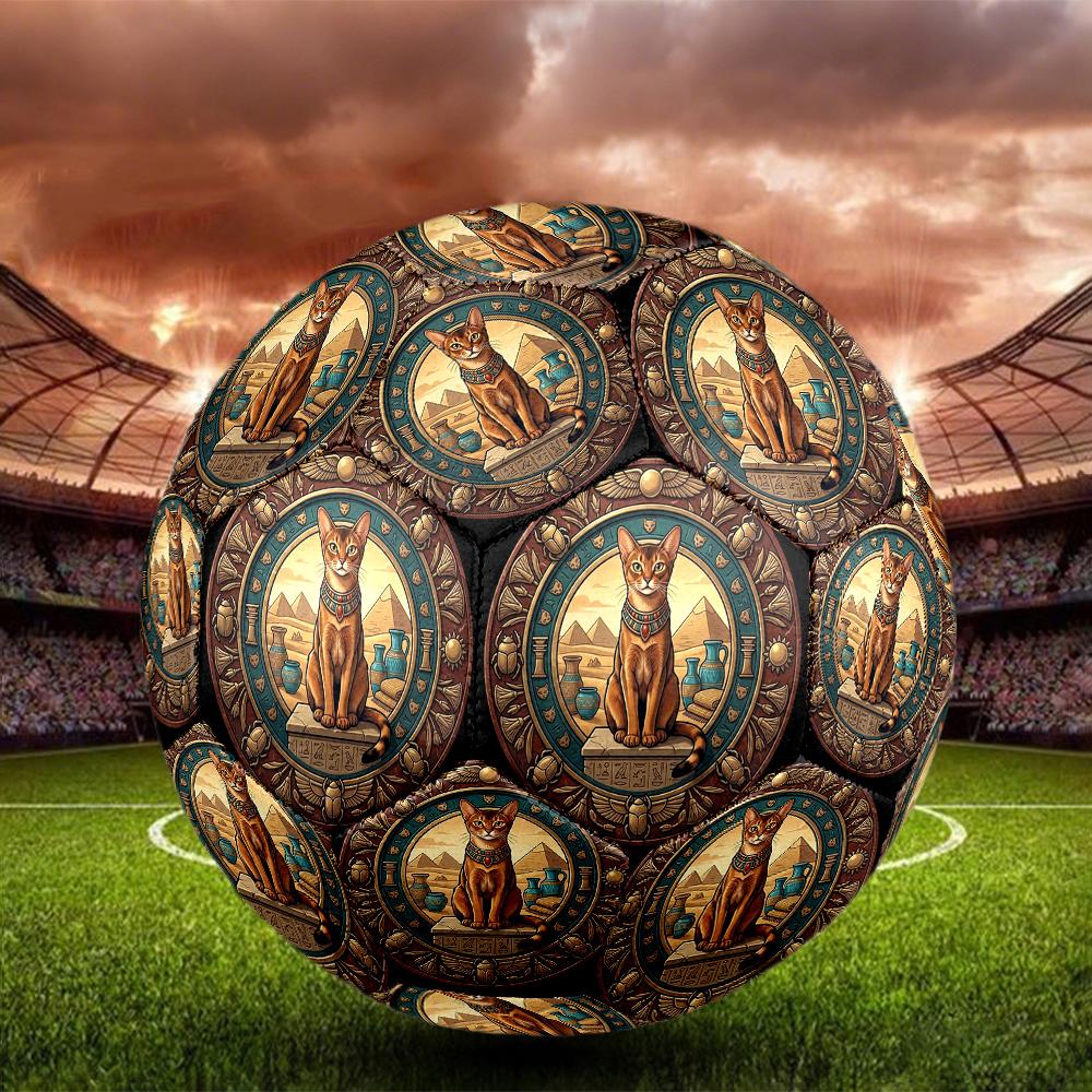 Egyptian Cat Art Round Football Size 5 Adult Ball Suitable for Training Matches and Outdoor Team.
