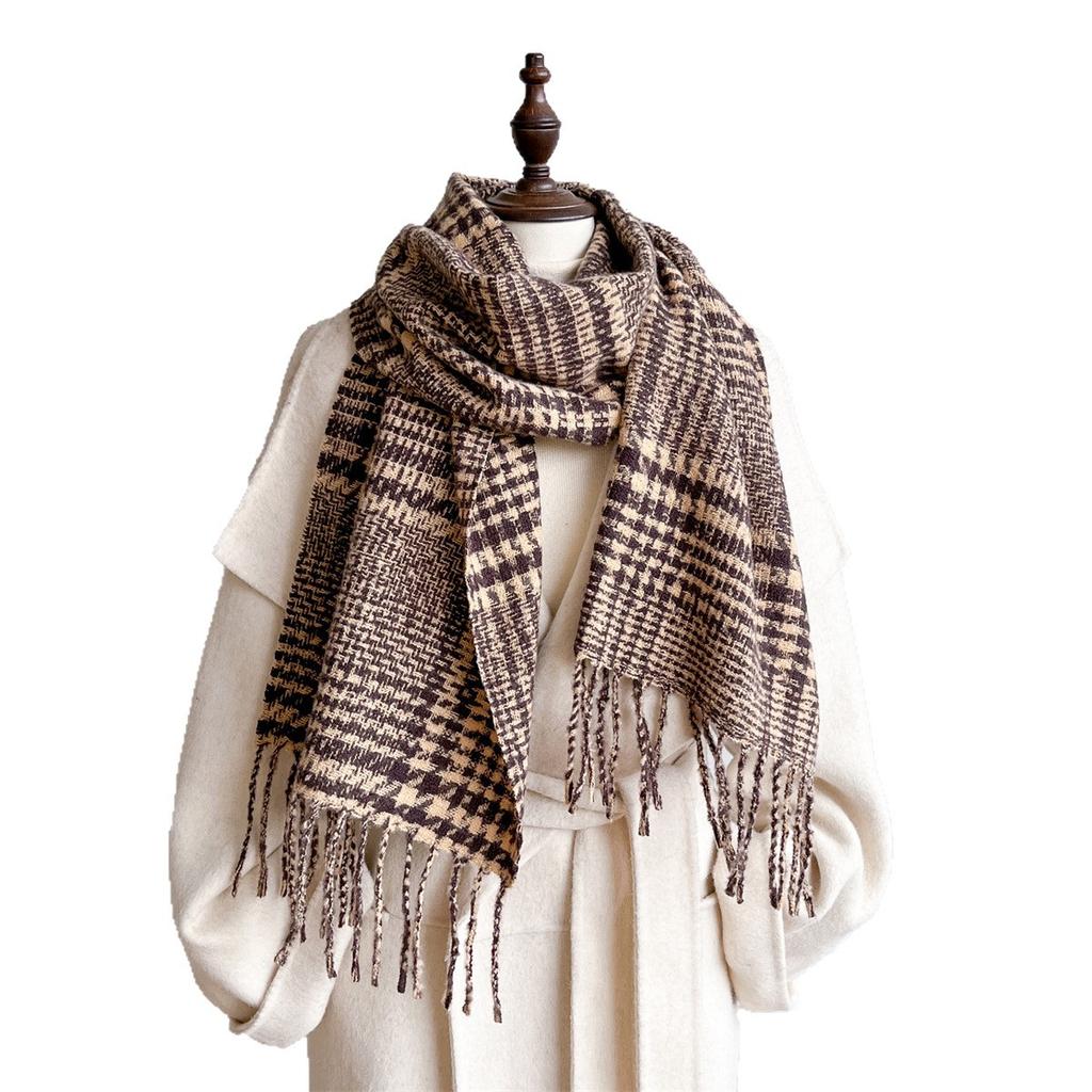 British Christmas Color, Scarf Women'S Winter Plaid Model, Imitation With Cashmere To Keep Students Warm In Autumn And Winter