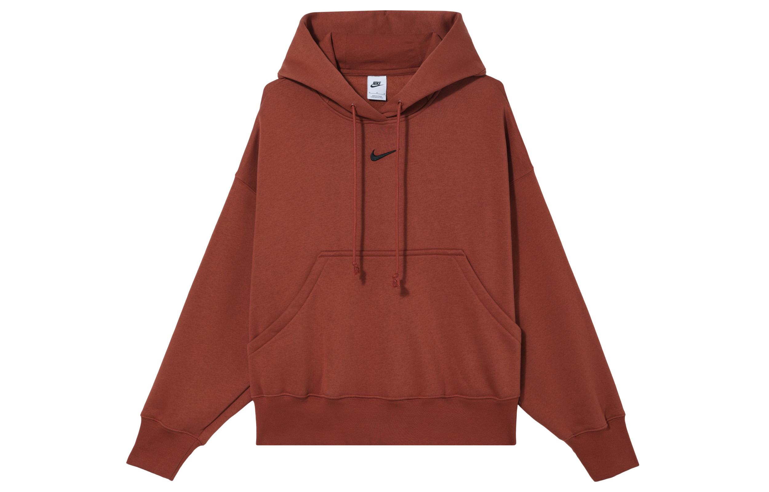 Nike Sweatshirts Women s Dark Orange Hooded Moderate Regular DQ5859-832 L