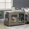 2-in-1 Dog Cage & Side Table, with Two Doors, Cushion, for Large Dogs