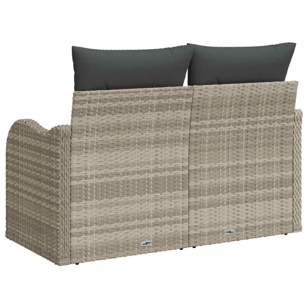 Garden Sofa with Cushions Light Grey 121 X 62 X 69 Cm Poly Rattan