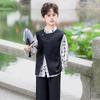 Boys' Chinese-Style Hanfu Set: Tang Suit Vest for Summer Performance