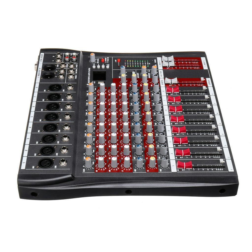 8 Channel Audio Mixer DJ Sound Mixing Console with USB MP3 Jack bluetooth Professional Karaoke Amplifier 48V Phantom Power