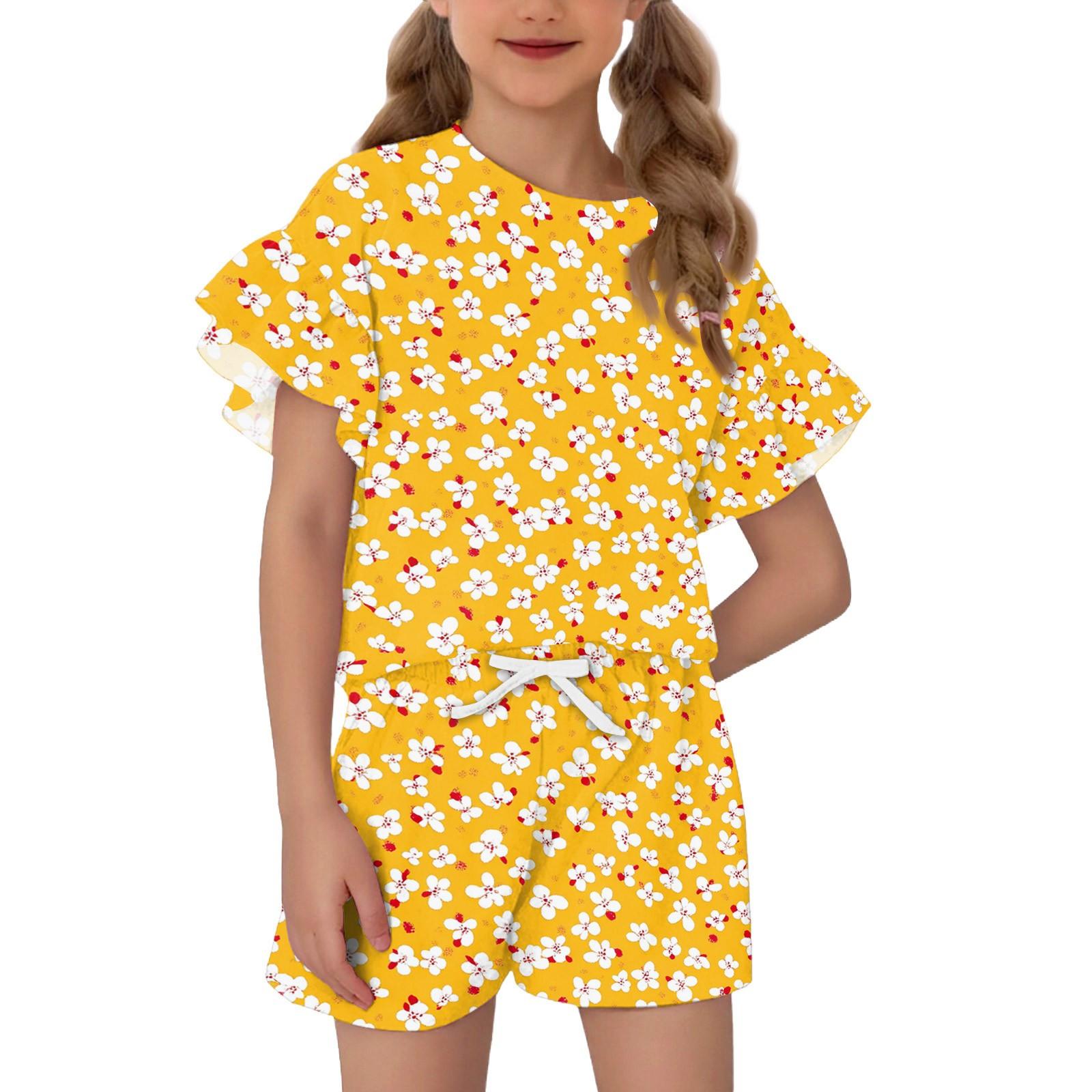 

Kid Patriotic Outfit - Short Sleeve & Shorts 2-Piece Set For Girl 170 жёлтый