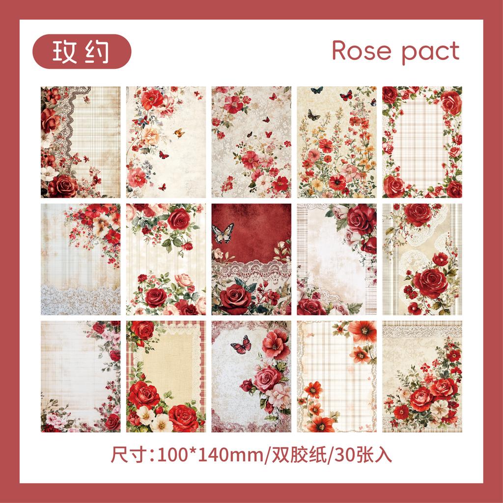 30sheets Memo Pad Material Paper Collage Junk Journal Background Decoration Paper DIY Handmade Scrap Book Aesthetic Stationery