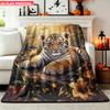 Flannel Blanket 1pc Tiger Resting Under Sunlight Soft Air Conditioning Blankets Office Sofa Blankets Nap Blankets Camping Blankets