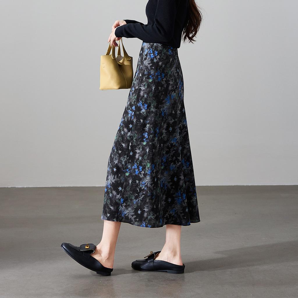 High Waisted Printed Fishtail Skirt 2026 Spring Fashion Temperament Versatile Mid Length Skirt