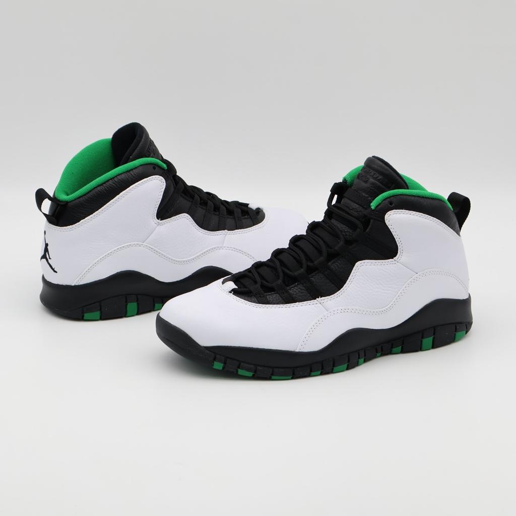 310805-137 Nike Air Jordan 10 Retro Seattle Super Sonics Pine Green White Black