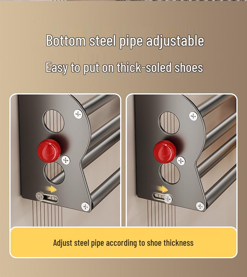 Magnetic Wall-Mounted Telescopic Shoe Organizer - Punch-Free, Double-Layer Storage Rack for Entryway