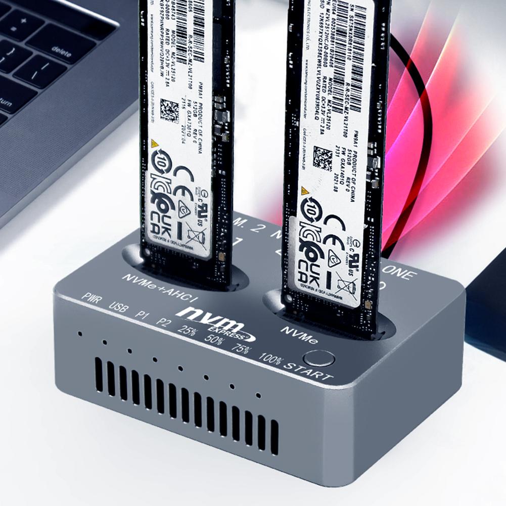 Dvoušachtový externí box pro M.2 NVME SSD Clone USB3.2 Type C Pevný disk Gen2X 20Gbps M/B M Key M.2 M.3 NVME PCI-E pro M2 SSD M Key SSD