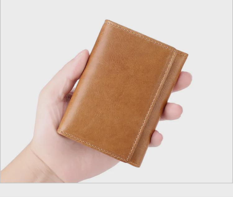 RFID-Diebstahlschutz-Kartenhalter aus gewachstem Rindsleder – Retro-Multifunktionsdesign