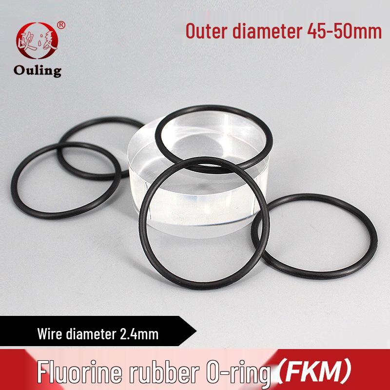 Oil-resistant Black Fluororubber O-ring Seal, 45/46/47/48/49/50*2.4mm, Wear Acid/Alkali-resistant. 45*2.4mm (5 pcs) Black Fluororubber O-ring