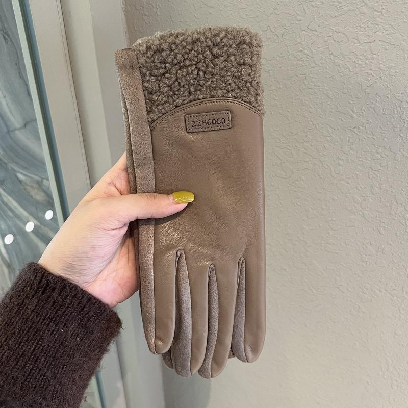 Gloves women's winter warmth, velvet and thickened new outdoor riding electric vehicle windproof and cold-proof five fingers