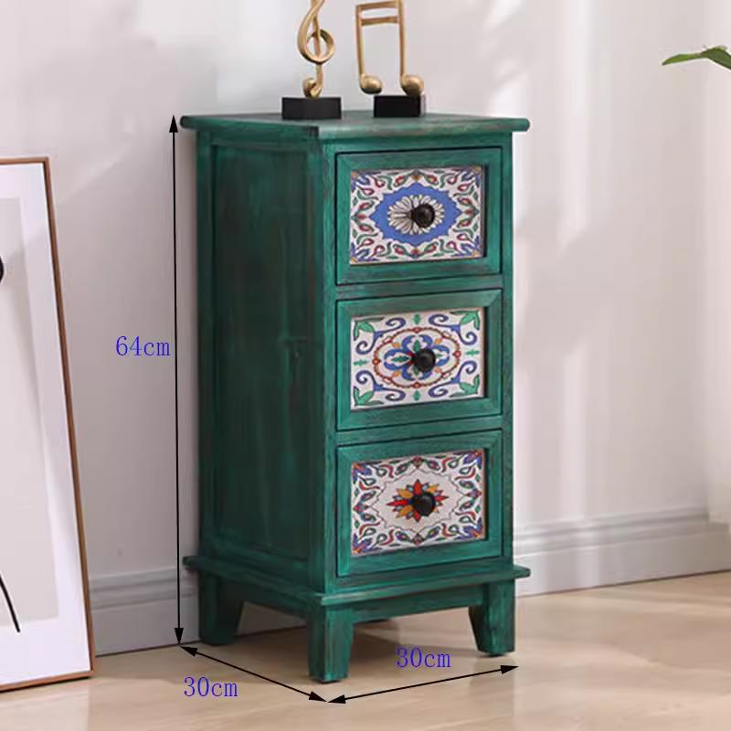 American Solid Wood Narrow Five-Drawer Sideboard and Bedside Cabinet