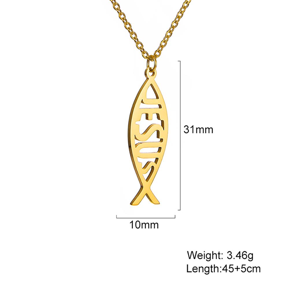 Cazador Christian Jesus Fish Pendant Necklaces for Women Men Hollow Stainless Steel Choker Jewelry Birthday Mother Gifts 2026