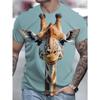 Colorful Giraffe Pattern T Shirt For Men Colorful Animal 3D Print Short Sleeve Tees Summer Street Loose Tops Round Neck T-Shirts
