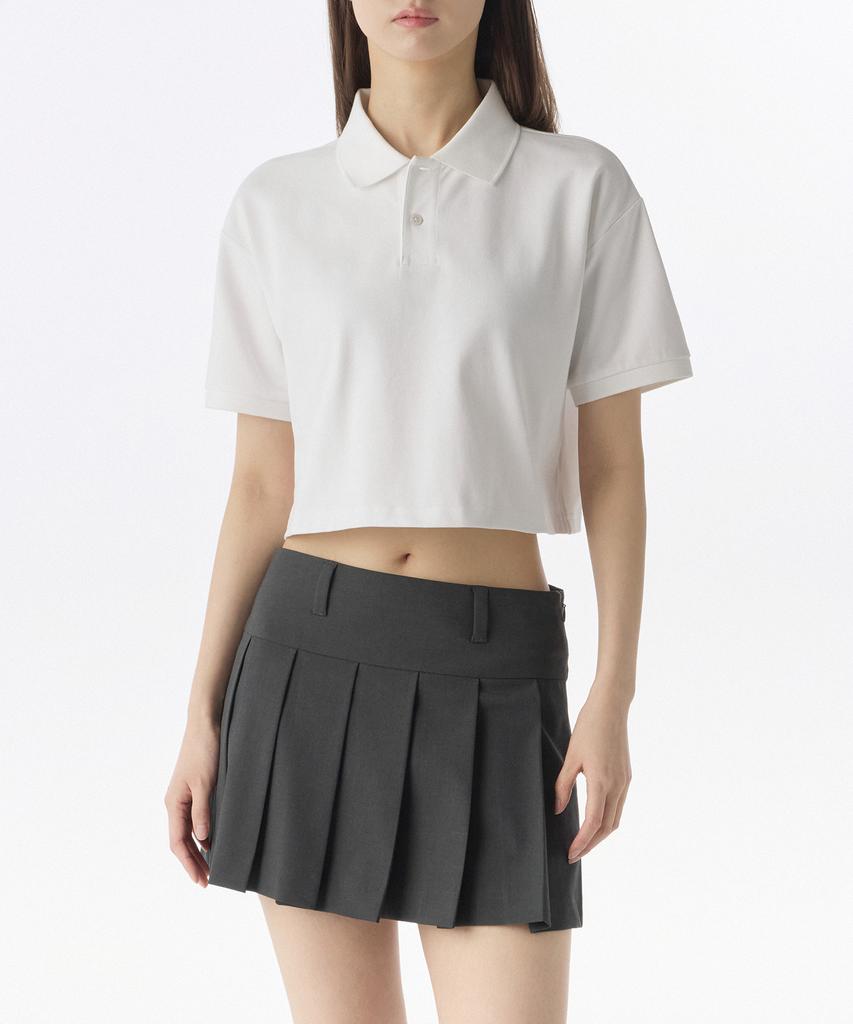 Musinsa Standard Woman [Cooltandard] Women'S Relaxed Crop Pique Polo Shirt [White]
