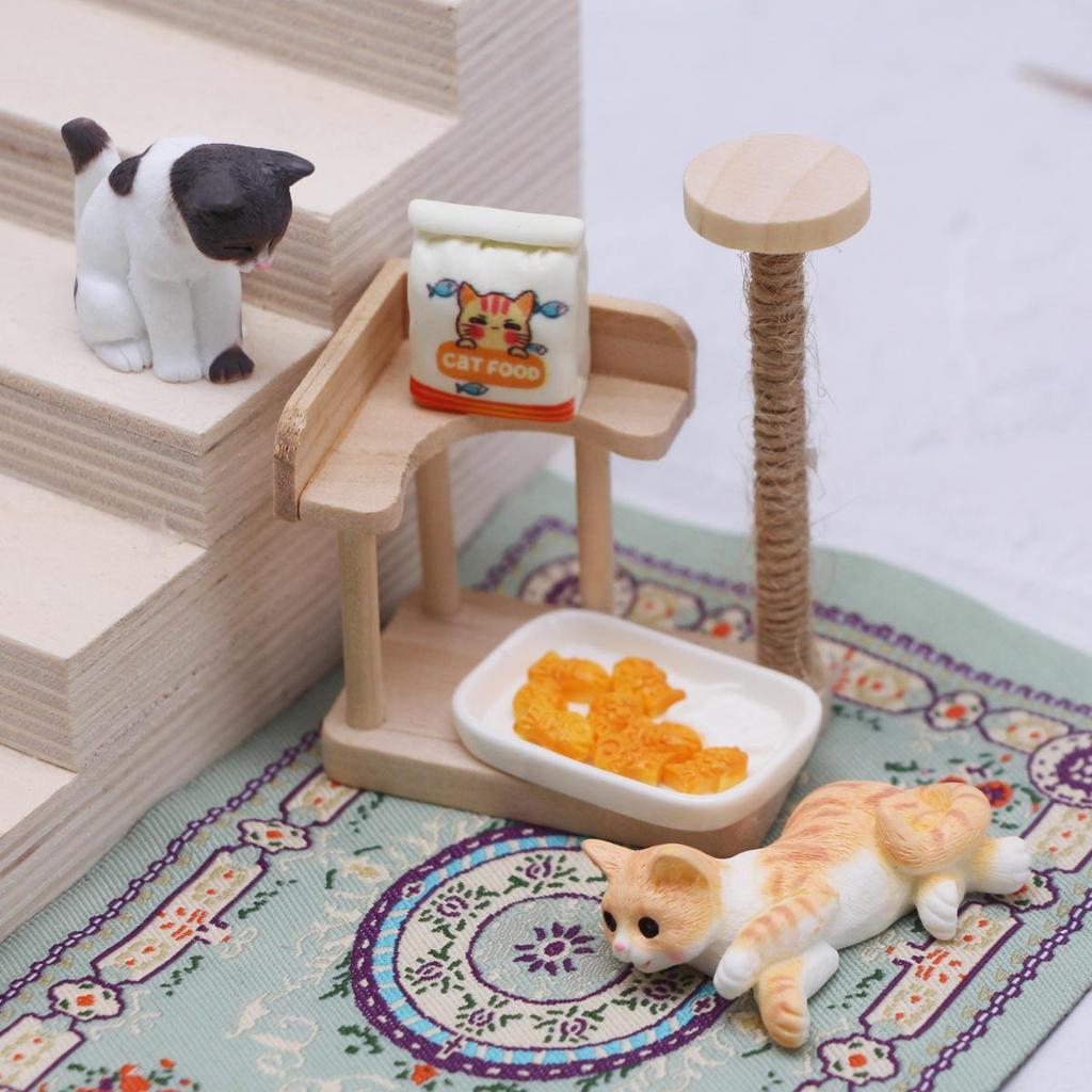 Miniature Wooden Dollhouse Cat Climbing Frame - BJD Doll Furniture Props