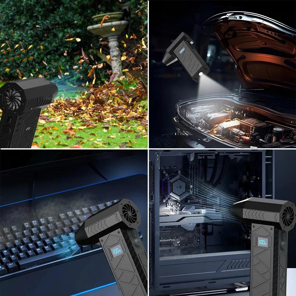 Portable 280000PRM High-speed Turbo Fan Violent with Workinglights 10000mAh Rechargeable Electric Air Duste Home Violent Blower