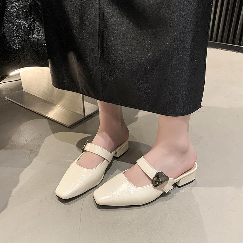 Slippers Women's Spring and Summer 2025 New French Bag Head with Sandals Square Head Thick Heel Fashion High Heels