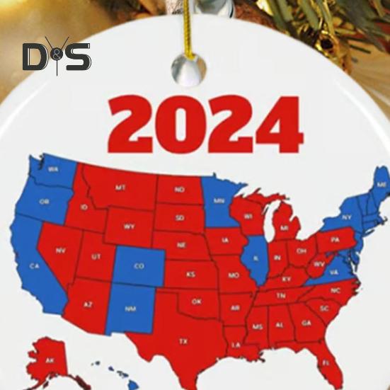 1/2/3/5 ks Ozdoba na prezidentské voľby v USA 2024 Výsledky volieb štátov USA Vianočná ozdoba na stromček Pamätná spomienka pre podporovateľa