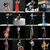 Painted Miniatures 1/64 Band Drummer Singer Piano Player Guitarist Violinist Skateboarding Girl Scene Prop Figure Model Toy Doll