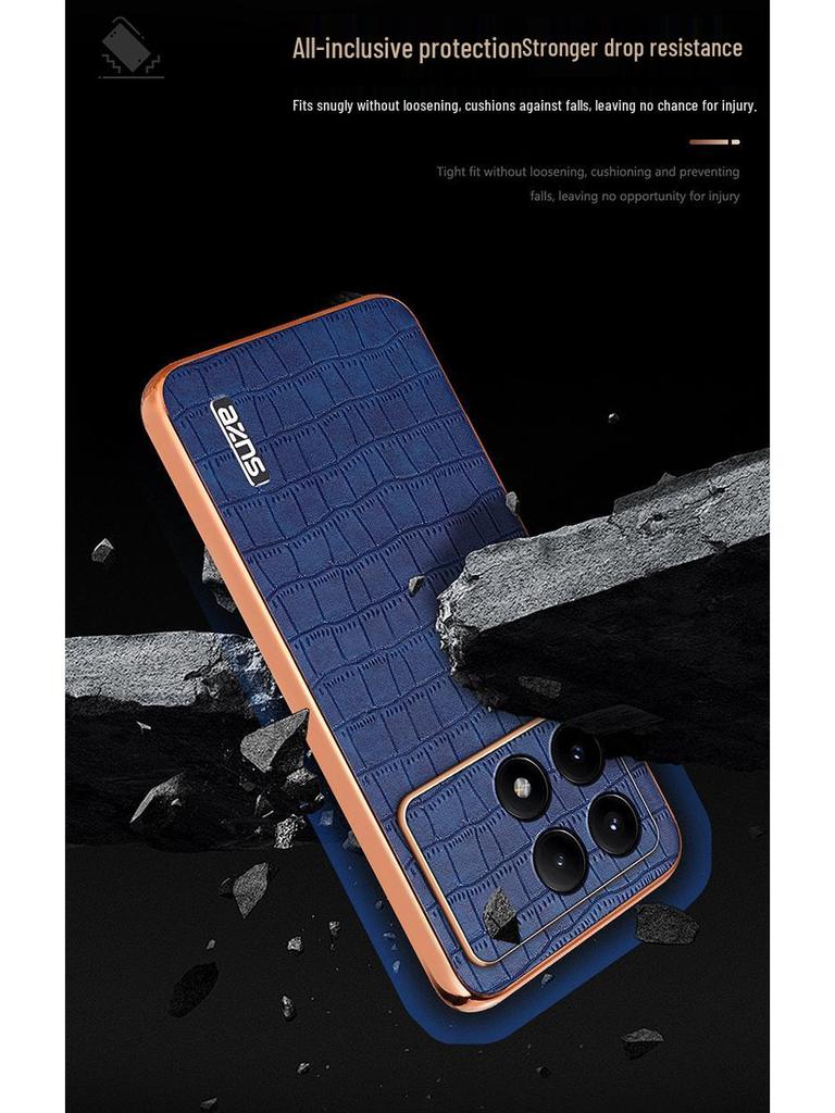 Xiaomi 15 Electroplated Crocodile Pattern Phone Case - Redmi K80/POCO F7Pro Anti-Fall Business Cover